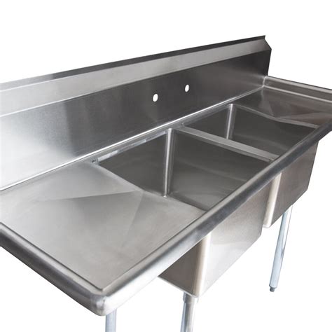 commercial stainless steel kitchen cabinet and double sink|2 compartment sink with drainboards.